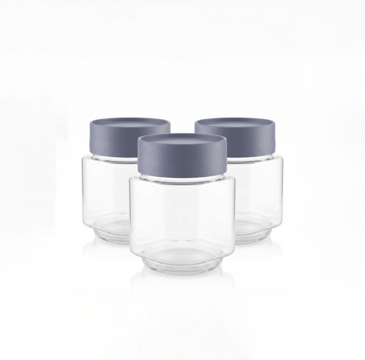 Varmora Store N Stack Square 650 ml - Set of 3, Dry Storage Containers, Airtight Lid, Stackable Design, Transparent Plastic Canisters