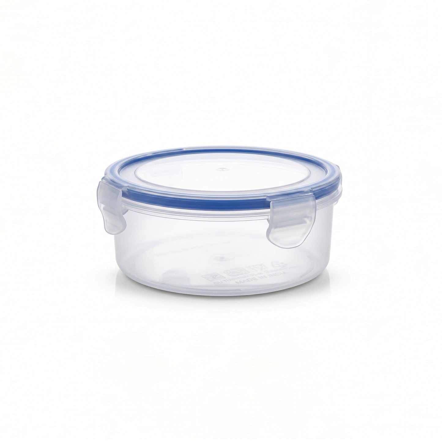 Varmora Clamp It - Transparent Round Plastic Container, Set of 2 – 450 ML, Air-Tight Lid, Stackable & BPA Free, Food-Grade Material