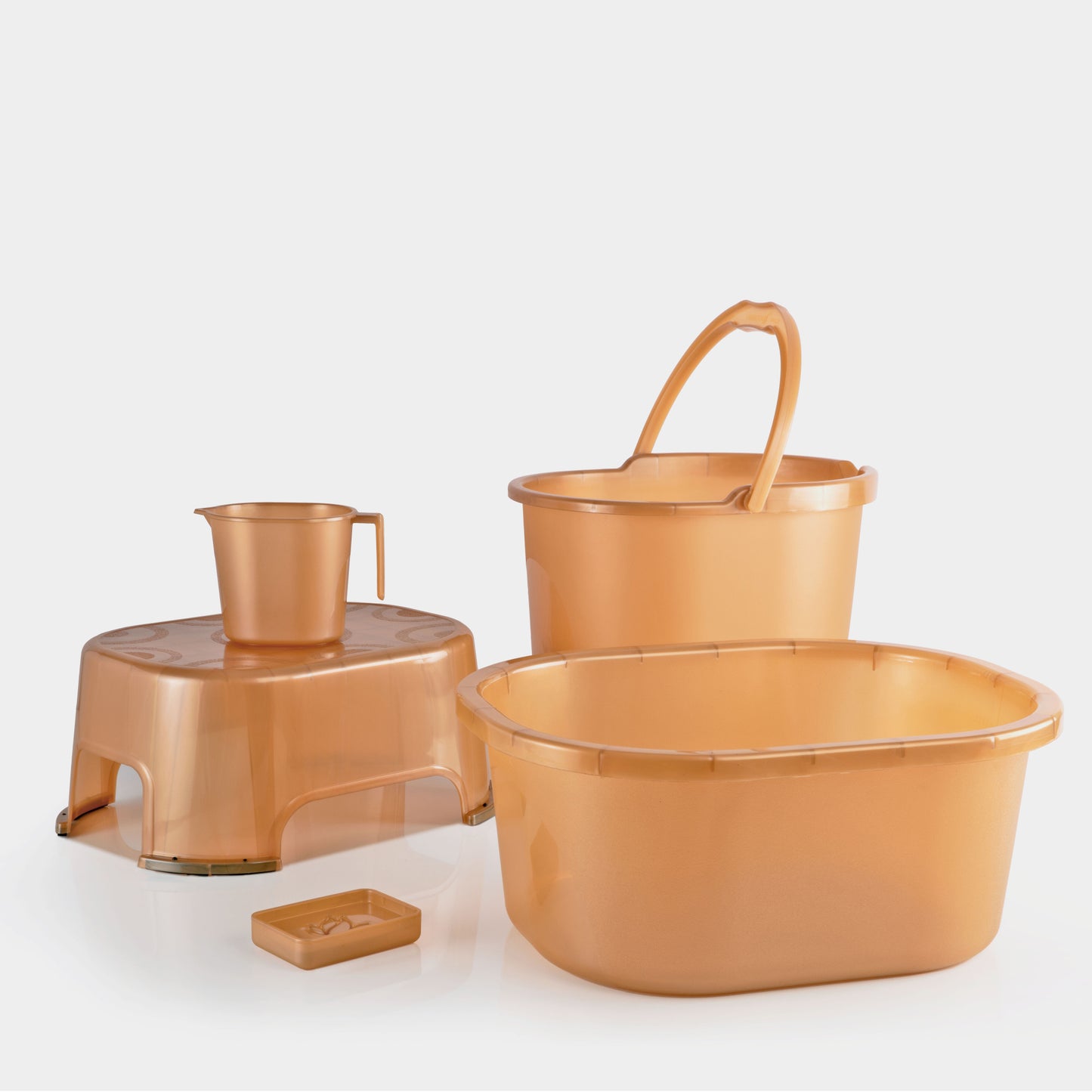 Varmora Oval Balti Accessories Jr. Set - 5 Pcs Bathroom Set with Bucket, Tub, Stool, Mug & Soap Dish, 100% Virgin Plastic