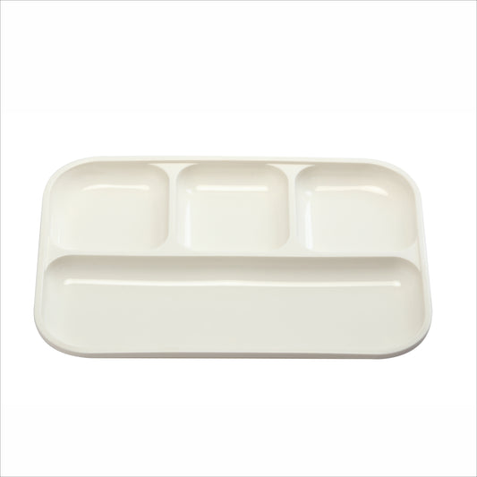 Varmora Rectangle Partition Plate - 4 Section Divided Plate, 100% Virgin Plastic, Unbreakable & Food Grade