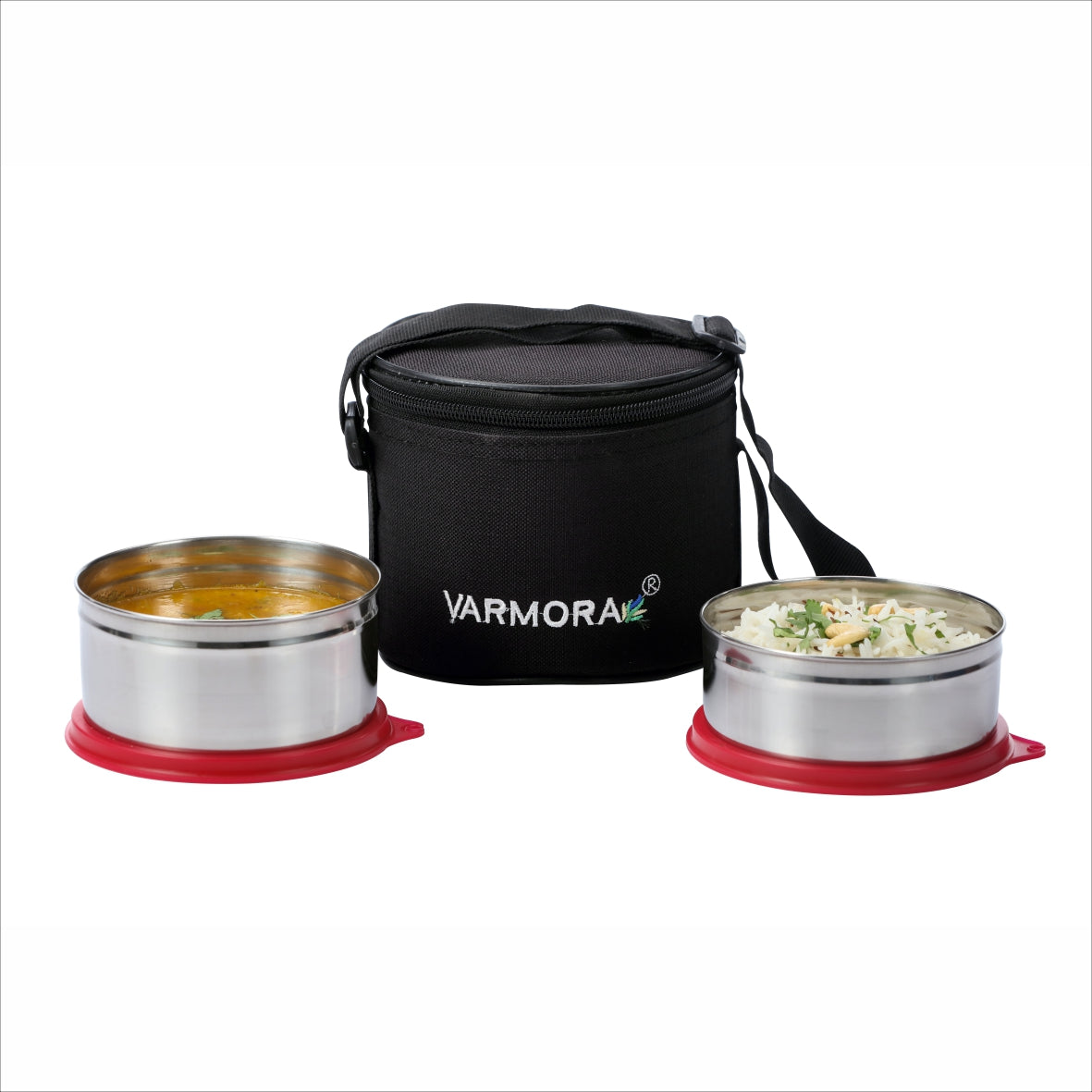Varmora SS Executive Lunch - 2 Tier Stainless Steel Lunch Box with Insulated Bag, Food Grade & Leak Proof