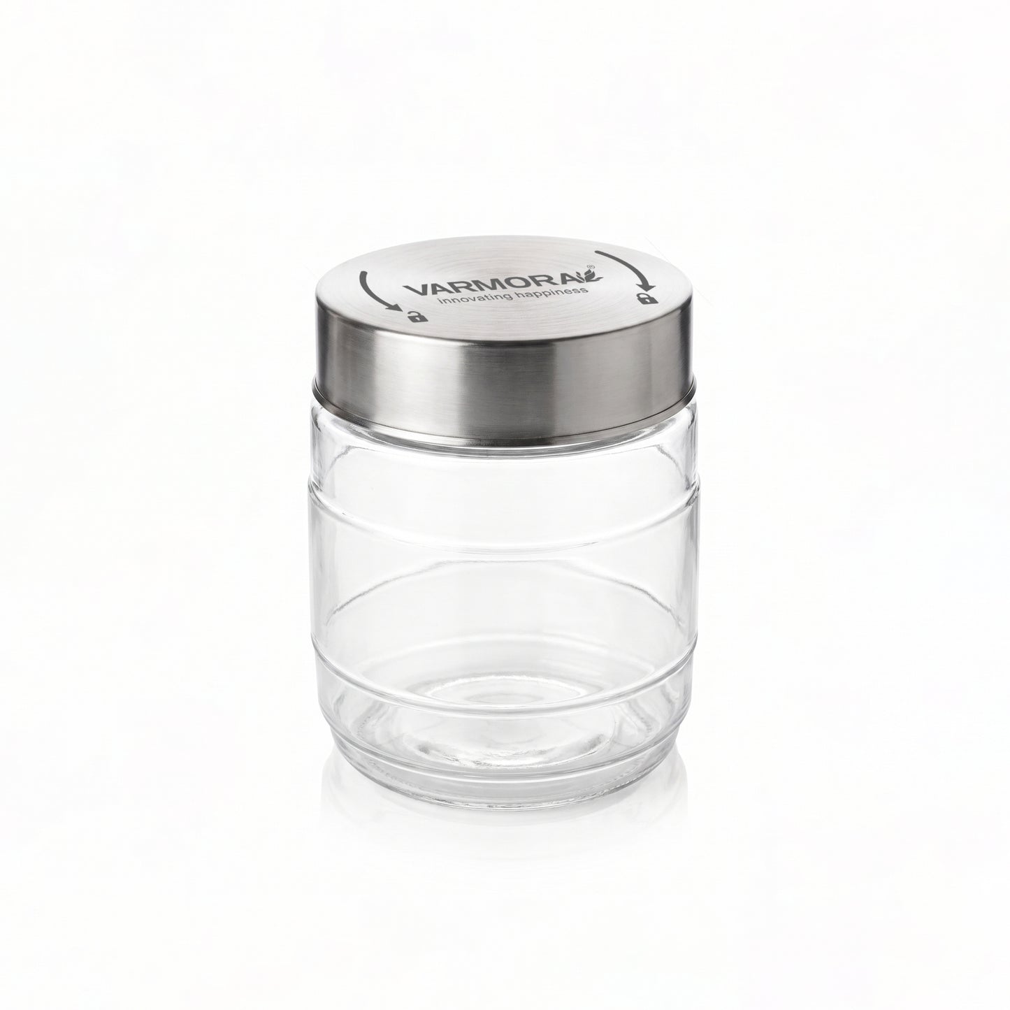 Varmora SS Store N Stack Round 1500Ml - Set of 2, Plastic Container For Kitchen, Air-Tight Steel Lid, Ideal for Storing Pasta, Dry Fruits, Nuts, Daal, Spices & Condiments