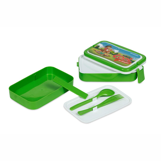 Varmora Flat Lunch Box - Printed Insulated Lunch Box with Handle, 100% Virgin Plastic, Food Grade & Leak Proof
