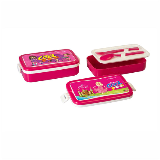 Varmora Flat Lunch Box - Printed Insulated Lunch Box with Handle, 100% Virgin Plastic, Food Grade & Leak Proof