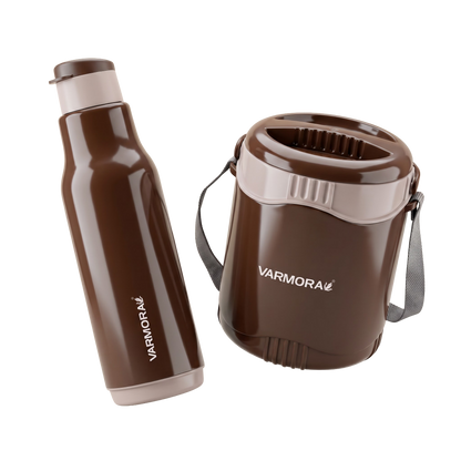 Varmora Bento Lunch 3 + Sofia 600 - Leak-Proof Container, Insulated Outer, 100% Food Grade