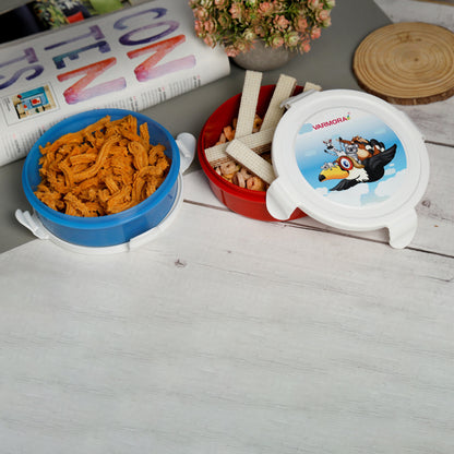 Varmora Wonder Lunch - Printed Round Lunch Box with Locking Clips, 100% Virgin Plastic, Food Grade & Airtight