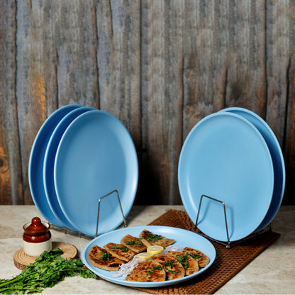 Varmora Round Dinner Plate - Set of 6, 100% Virgin Plastic, Unbreakable & Food Grade