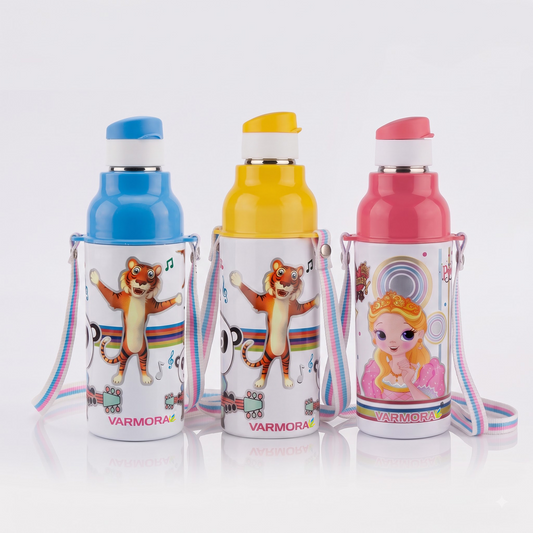 Varmora Sofia - Insulated Sipper Bottle For Kids, 100% Virgin Plastic, Stainless Steel Interior, Hot & Cold Compatible, 430 ml