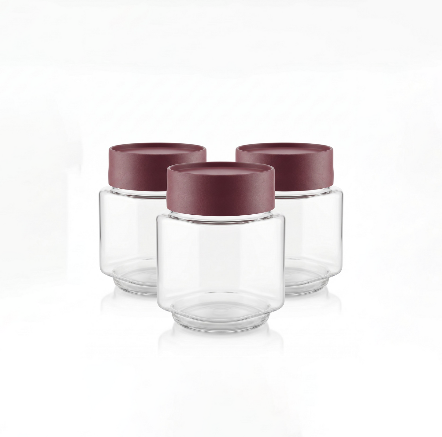 Varmora Store N Stack Square 650 ml - Set of 3, Dry Storage Containers, Airtight Lid, Stackable Design, Transparent Plastic Canisters