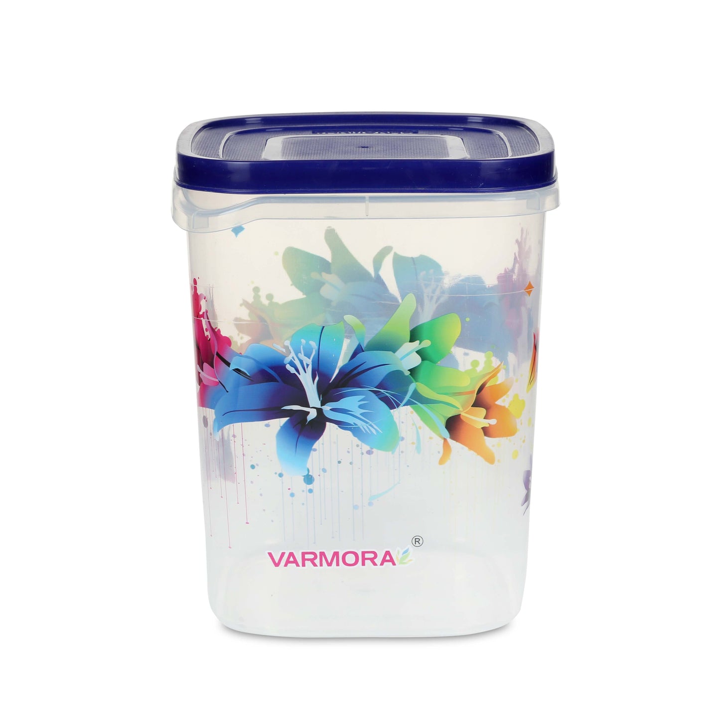 Varmora Glory Square Flower - Set of 3(5,7,10 Ltr)  Square Plastic Container, Food-Grade Plastic, Air-Tight Lid
