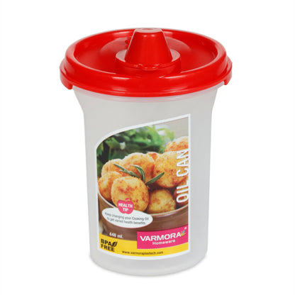 Varmora Oil Can - Plastic Oil Container, Leak Proof, Food-Grade Material, FDA Approved & BPA-Free, 440 ML, 650 ML