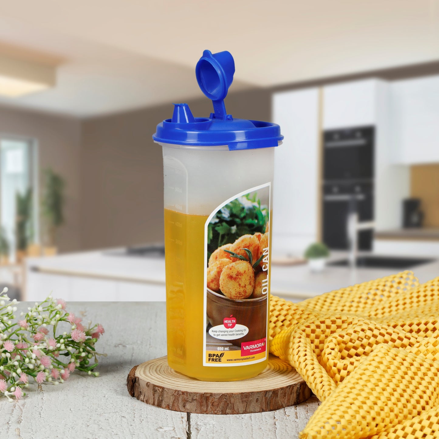 Varmora Oil Can - Plastic Oil Container, Leak Proof, Food-Grade Material, FDA Approved & BPA-Free, 440 ML, 650 ML