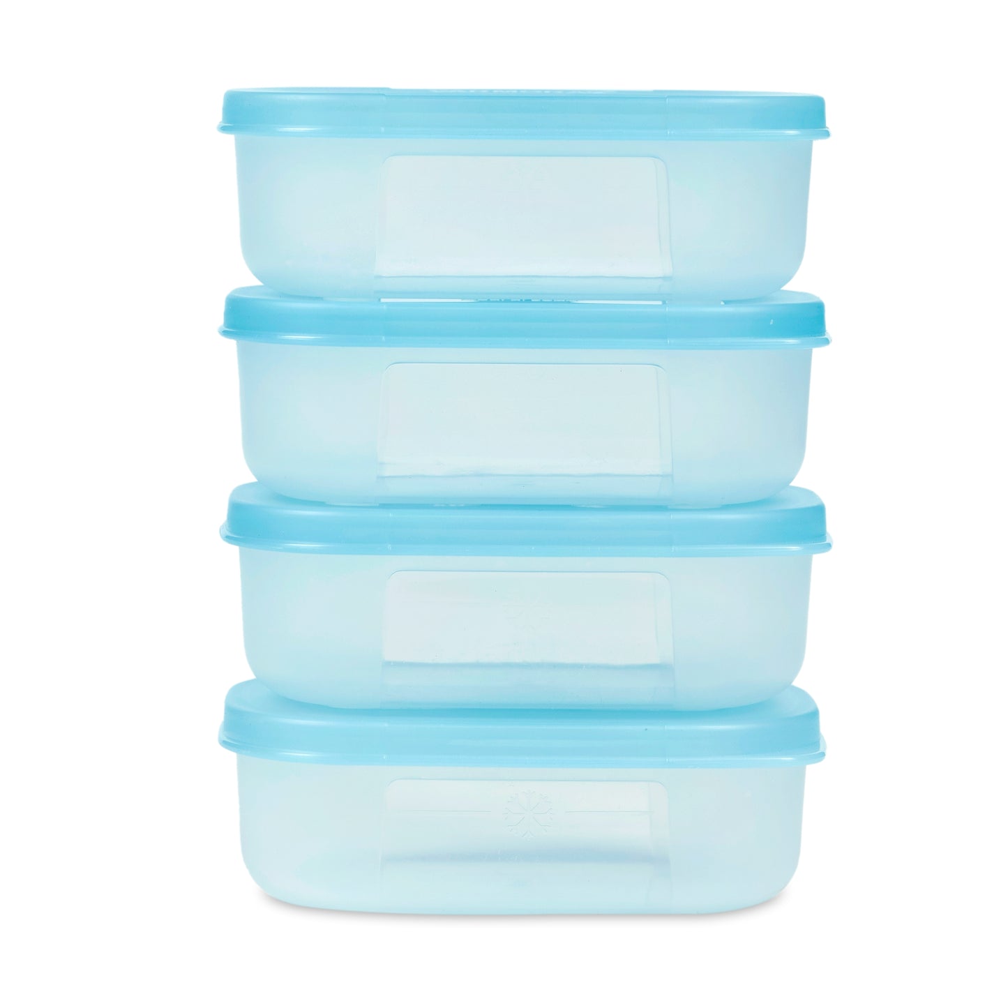 Varmora Freezer Safe - 100% Food-Grade Plastic, Transparent With Blue Lid, FDA Approved & BPA-Free, Stackable Design, Refrigerator & Deep Freezer Safe, Set of 4 (90 ml)
