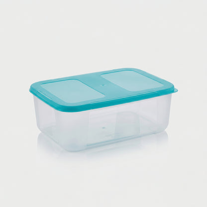 Varmora Freezer Safe - 100% Food-Grade Plastic, Transparent With Blue Lid, FDA Approved & BPA-Free, Stackable Design, Refrigerator & Deep Freezer Safe, Set of 2 (1800 ml)