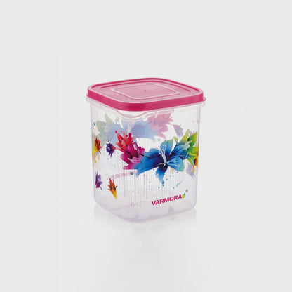 Varmora Glory Square Flower - Set of 3(5,7,10 Ltr)  Square Plastic Container, Food-Grade Plastic, Air-Tight Lid