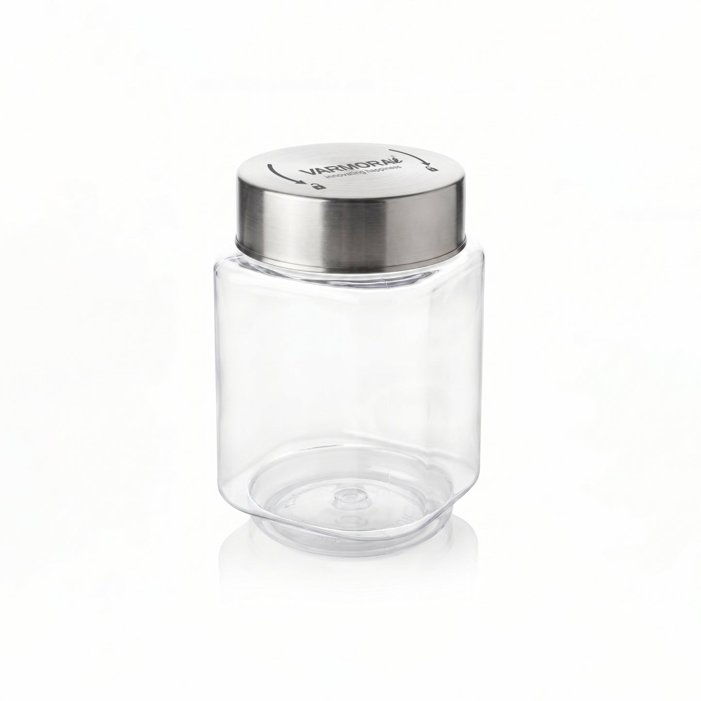 Varmora SS Store N Stack Square - Plastic Container For Kitchen, Air-Tight Steel Lid, Ideal for Storing Daal, Spices & Condiments, 850 ML, Set of 3