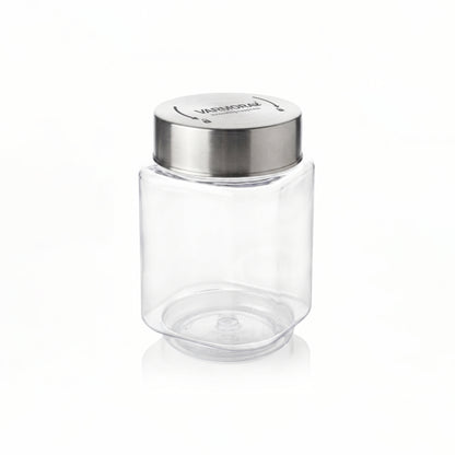 Varmora SS Store N Stack Square - Plastic Container For Kitchen, Air-Tight Steel Lid, Ideal for Storing Daal, Spices & Condiments, 850 ML, Set of 3