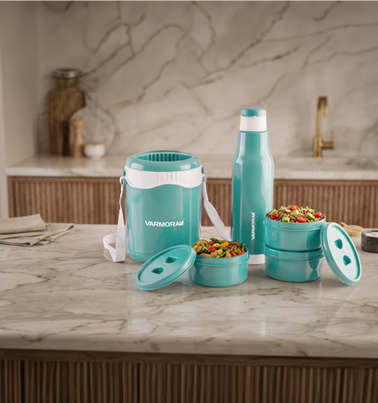 Varmora Bento Lunch 3 + Sofia 600 - Leak-Proof Container, Insulated Outer, 100% Food Grade