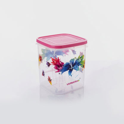 Varmora Glory Square Flower - Set of 3(5,7,10 Ltr)  Square Plastic Container, Food-Grade Plastic, Air-Tight Lid