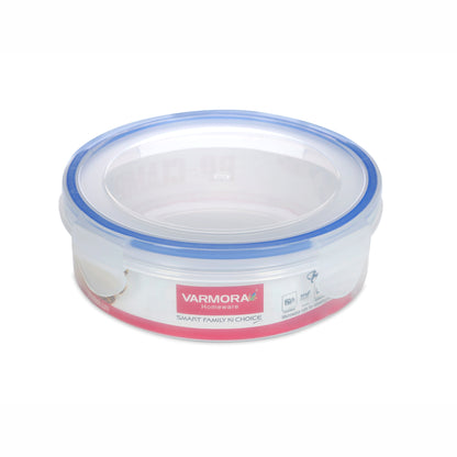 Varmora Clamp It Round - Airtight Storage Container with Locking Clips, 100% Virgin Plastic, Food Grade & Leak Proof