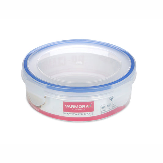 Varmora Clamp It Round - Airtight Storage Container with Locking Clips, 100% Virgin Plastic, Food Grade & Leak Proof