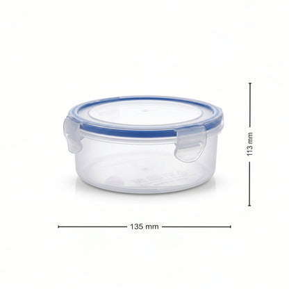 Varmora Clamp It - Transparent Round Plastic Container, Set of 2 – 450 ML, Air-Tight Lid, Stackable & BPA Free, Food-Grade Material
