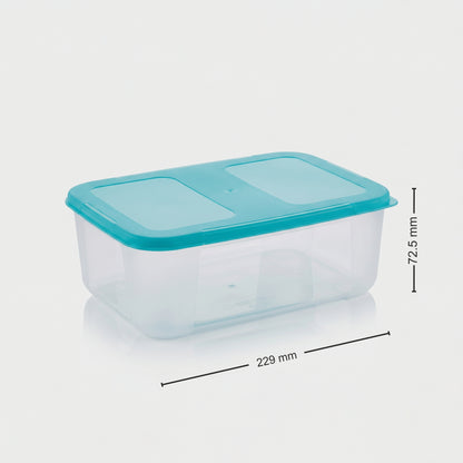 Varmora Freezer Safe - 100% Food-Grade Plastic, Transparent With Blue Lid, FDA Approved & BPA-Free, Stackable Design, Refrigerator & Deep Freezer Safe, Set of 2 (1800 ml)