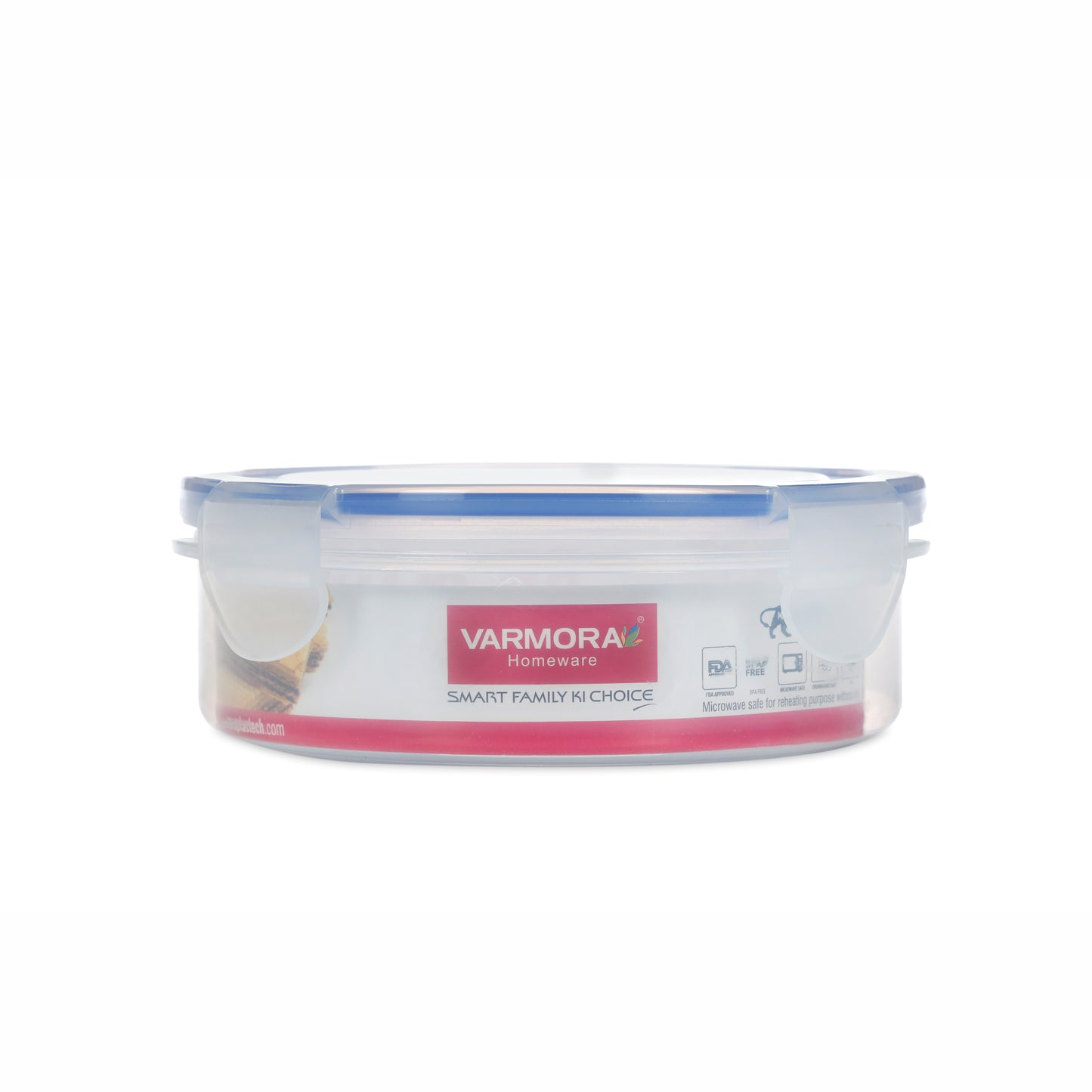 Varmora Clamp It Round - Airtight Storage Container with Locking Clips, 100% Virgin Plastic, Food Grade & Leak Proof