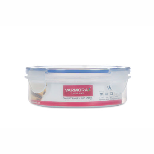 Varmora Clamp It Round - Airtight Storage Container with Locking Clips, 100% Virgin Plastic, Food Grade & Leak Proof