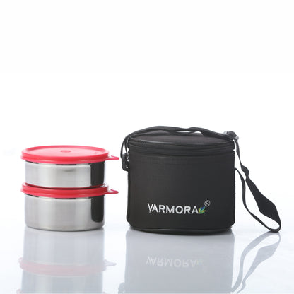 Varmora SS Executive Lunch - 2 Tier Stainless Steel Lunch Box with Insulated Bag, Food Grade & Leak Proof