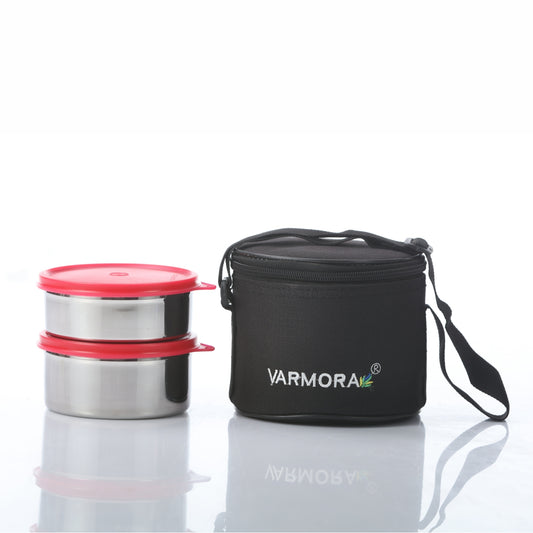 Varmora SS Executive Lunch - 2 Tier Stainless Steel Lunch Box with Insulated Bag, Food Grade & Leak Proof