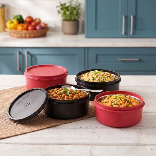 Varmora SS Magnum Round - Plastic Container With Airtight Lid, Stainless Steel Interior, Food-Grade Material