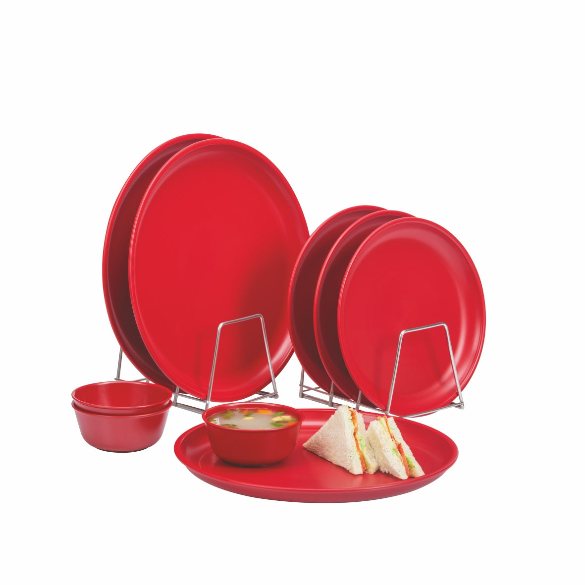 Varmora Dinner Set - 9 Pcs Set with Dinner Plates, Quarter Plates & Bowls, 100% Virgin Plastic