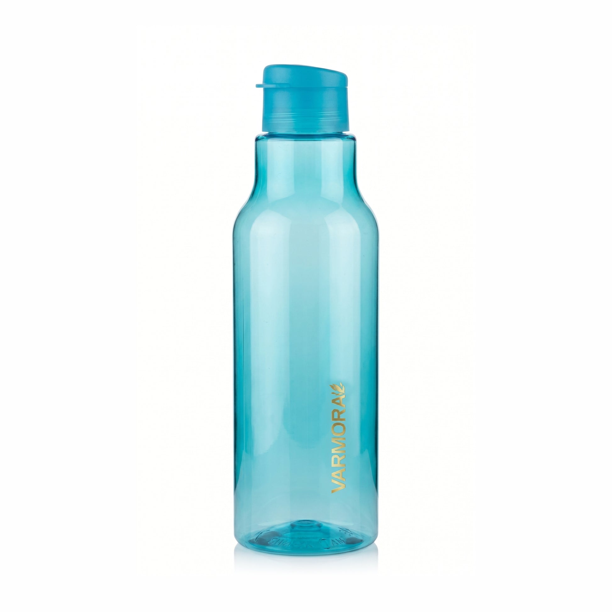 Blue water bottle on a white background