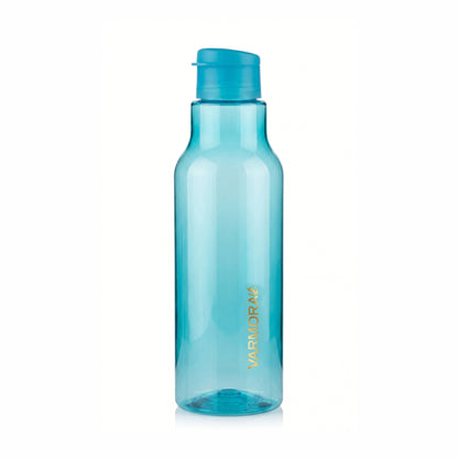 Blue water bottle on a white background