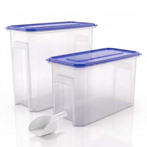 Varmora Smart Storage - Plastic Storage Containers, Rectangular Shape, Transparent Body, Airtight, BPA-Free, 10 KG, 15 KG