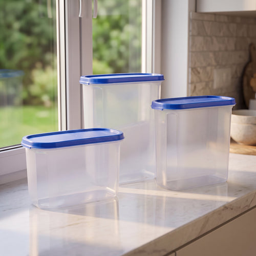 Varmora Magnum Oval Container - Large Plastic Containers With Air-Tight Lid, For Storing Atta, Flour & Rice, BPA-Free, 500 ML, 1200 ML, 1800 ML, 2400 ML