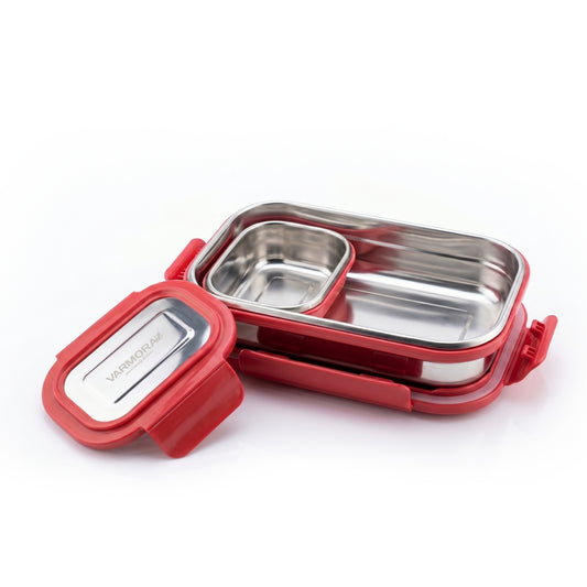 Varmora Stainless Steel Kids Lunch Box with Plastic Lid - BPA-free, FDA-approved Material, Airtight & Leak - Proof Design, Set of 1