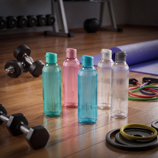 Varmora Aqua Ridge – Plastic Water Bottle, BPA Free, 100% Virgin Plastic, Leak Proof, Ideal for Daily Desk Hydration, 1 Litre.