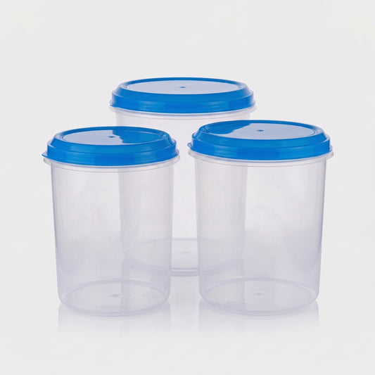 Varmora Glory - Set of 3(5,7,10 Ltr), Plastic Containers With Air-Tight Lid, For Storing Atta, Flour & Rice, Transparent Design, BPA Free 100% Food-Grade Plastic