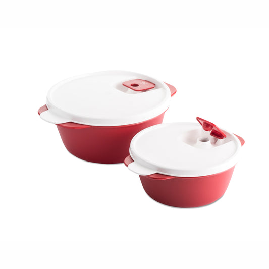 Varmora Microwave Delight - Insulated Casserole Set with Steam Vent Lid, 100% Virgin Plastic, Microwave Safe