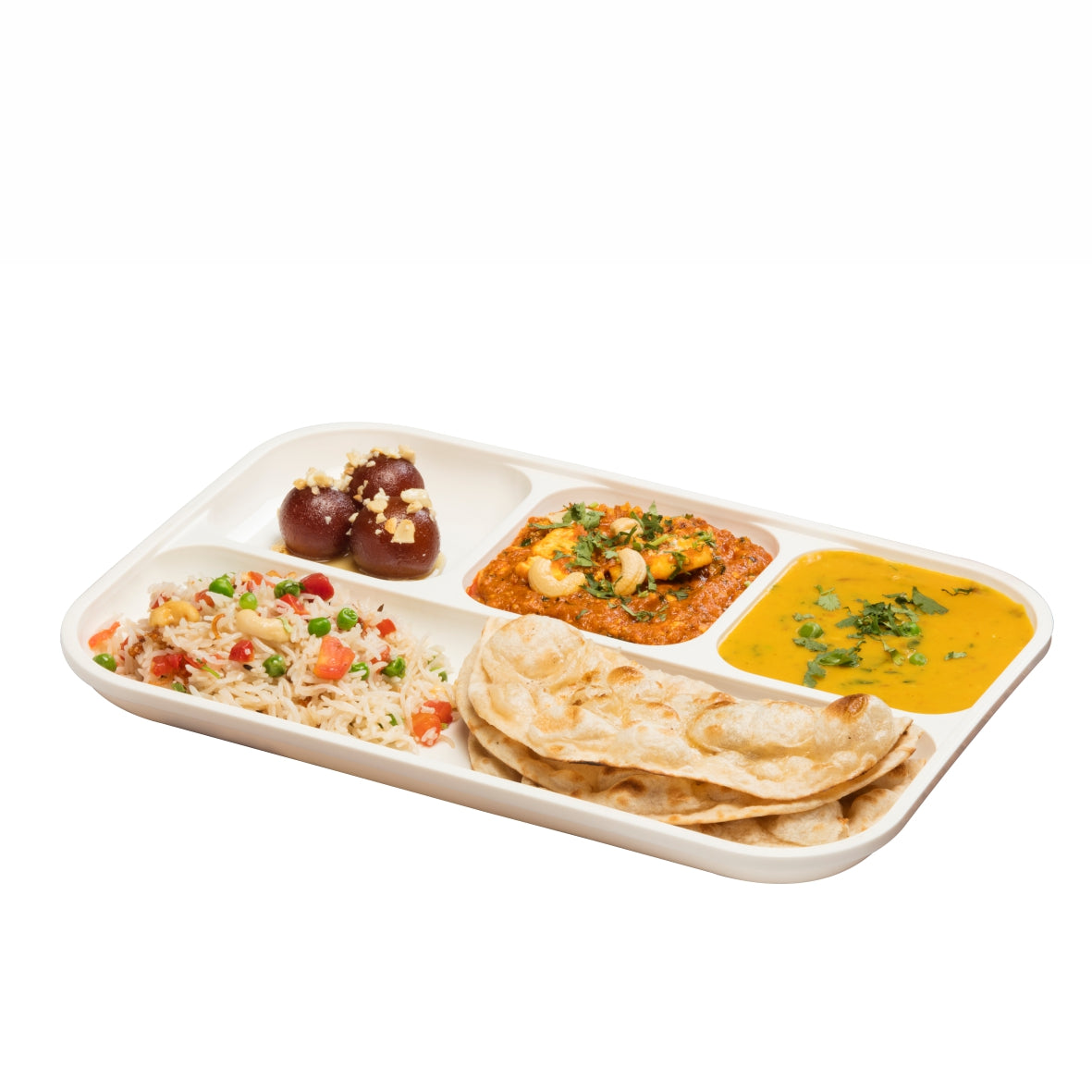 Varmora Rectangle Partition Plate - 4 Section Divided Plate, 100% Virgin Plastic, Unbreakable & Food Grade