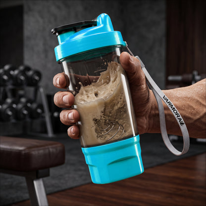 Varmora Protein Shaker For Gym - BPA Free, Food Grade Plastic, Stainless Steel Blender, 575 ml