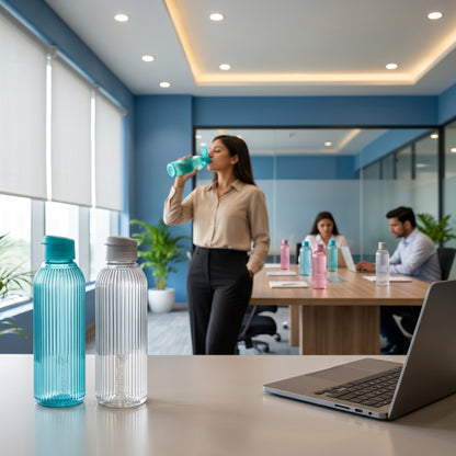 Varmora Aqua Ridge – Plastic Water Bottle, BPA Free, 100% Virgin Plastic, Leak Proof, Ideal for Daily Desk Hydration, 1 Litre.