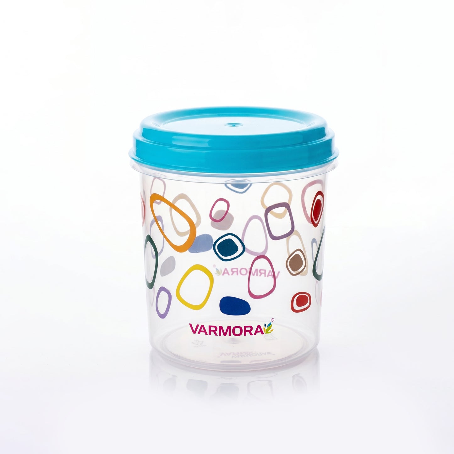 Varmora Glory Container Printed - Set of 3 (1 Ltr), Plastic Containers With Air-Tight Lid, For Storing Atta, Flour & Rice, Transparent Design, BPA Free 100% Food-Grade Plastic