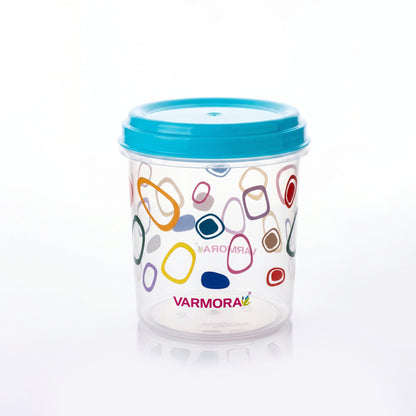 Varmora Glory Container Printed - Set of 3 (1 Ltr), Plastic Containers With Air-Tight Lid, For Storing Atta, Flour & Rice, Transparent Design, BPA Free 100% Food-Grade Plastic