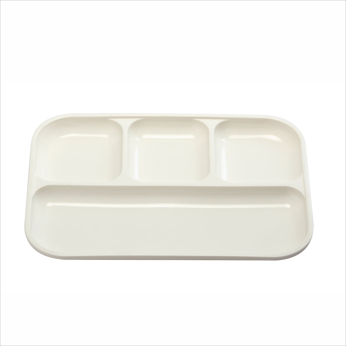 Varmora Rectangle Partition Plate - 4 Section Divided Plate, 100% Virgin Plastic, Unbreakable & Food Grade