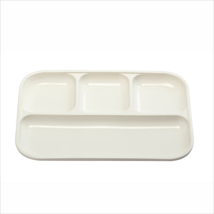 Varmora Rectangle Partition Plate - 4 Section Divided Plate, 100% Virgin Plastic, Unbreakable & Food Grade