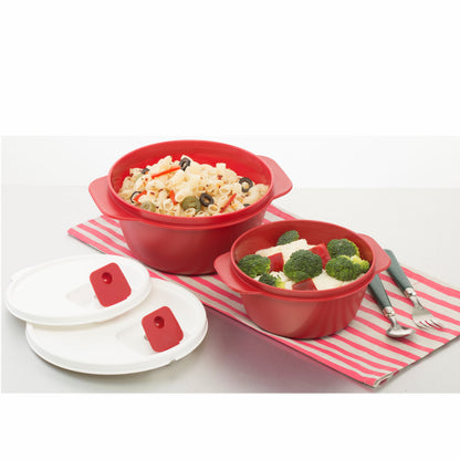 Varmora Microwave Delight - Insulated Casserole Set with Steam Vent Lid, 100% Virgin Plastic, Microwave Safe