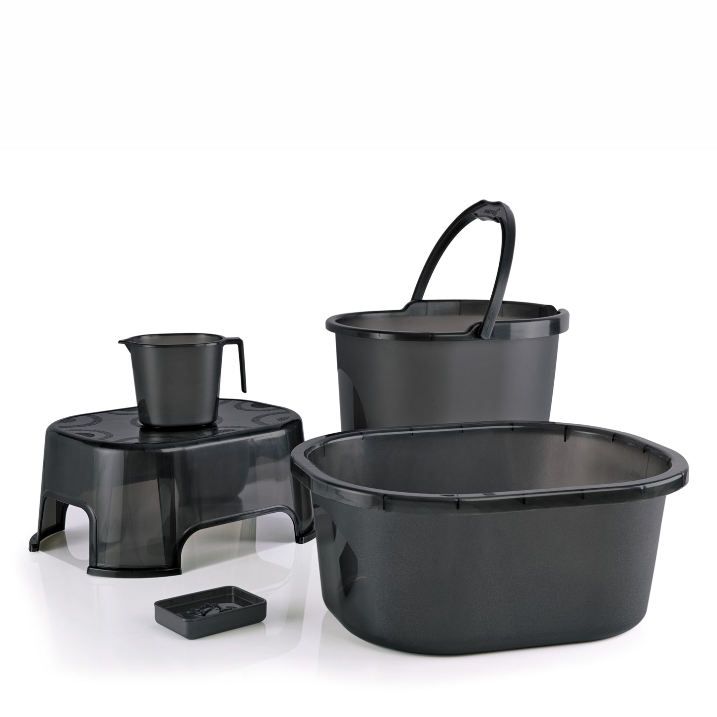 Varmora Oval Balti Accessories Jr. Set - 5 Pcs Bathroom Set with Bucket, Tub, Stool, Mug & Soap Dish, 100% Virgin Plastic